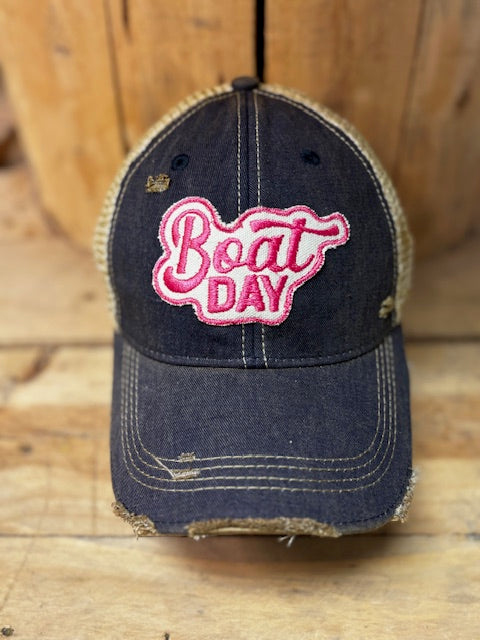 Boat Day Distressed Mesh Snapback Baseball Cap